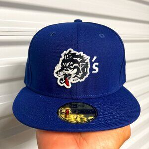 Wolf's Head Dark Royal Blue Fitted Hat - New